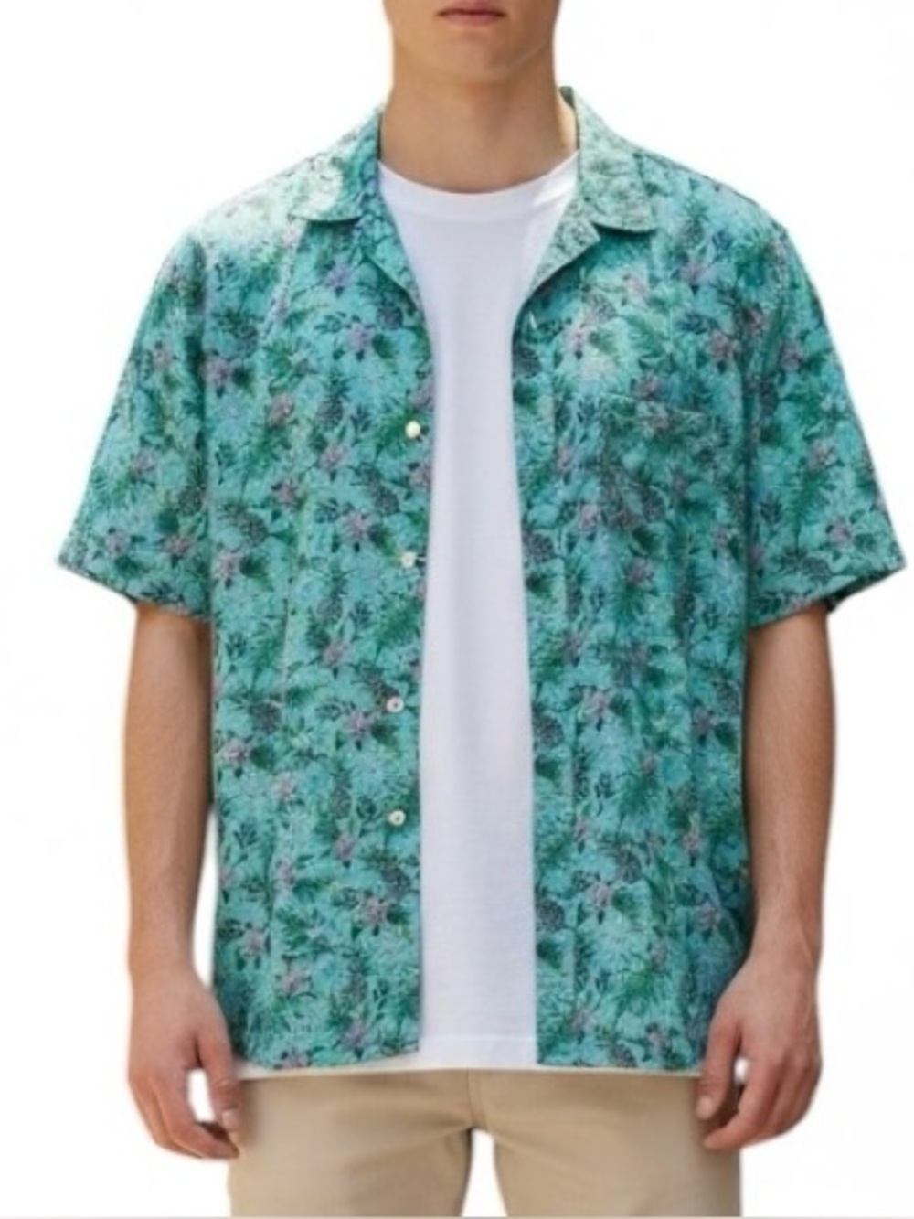 Arizona Jean Co. Tropical Pineapple Floral Short Sleeve Shirt Men's Large